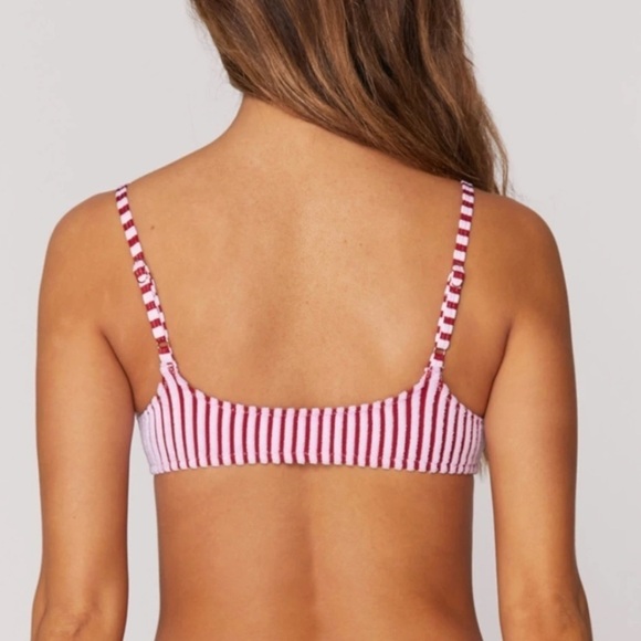 NWT Spiritual Gangster Ribbed Striped Bikini Swim Top In Red & White - Picture 3 of 8